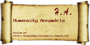 Humenszky Annamária névjegykártya
